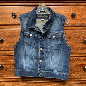 12345678 Dark Rinse Blue Denim Western Trucker vest size Large